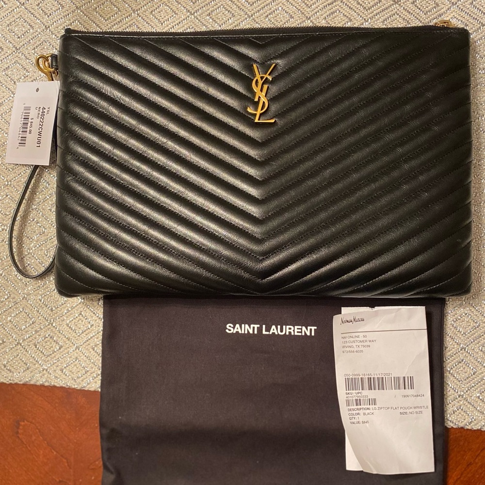 Large YSL Flat Pouch Wristlet